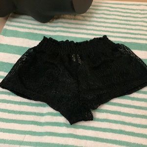 OP black lace swim cover up shorts with pockets